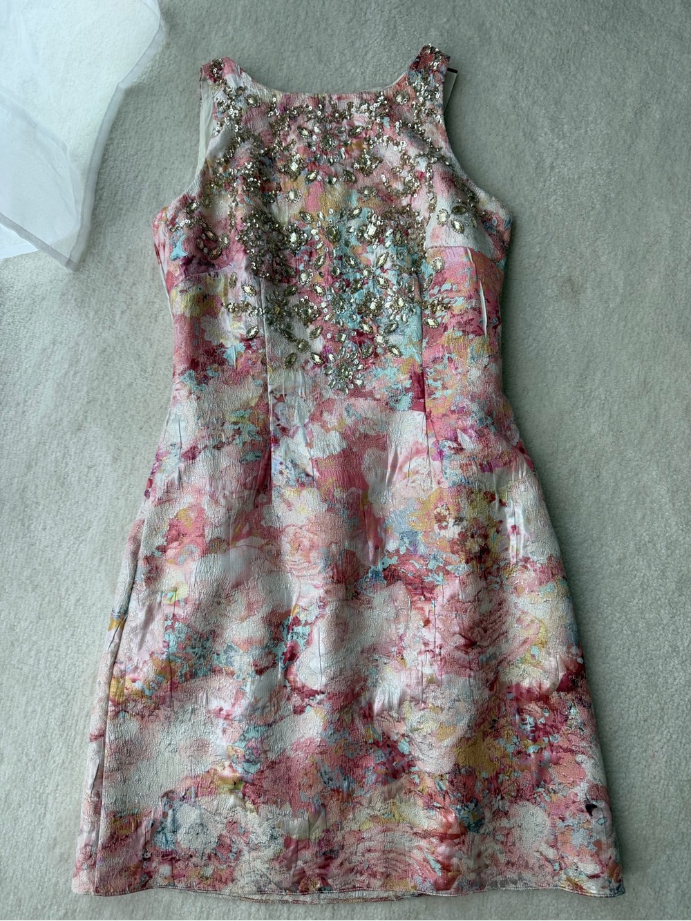 Aidan Mattox Pink Multi Floral Embellished Mini Dress